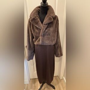NWT Song of Style Chocolate Teddy Jacket and slip dress - L